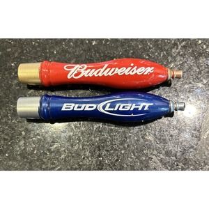 2 Two Small Budweiser Bud Light Beer Keg Tap Handles
